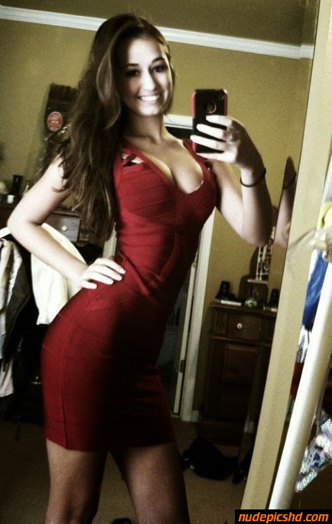 Smiley Beautiful Brunette In Red