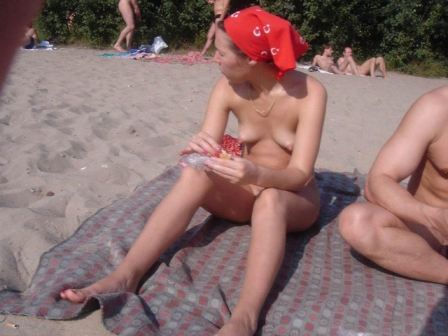 Skinny Woman Topless On Towel