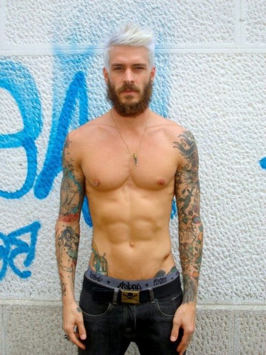 Blonde Hair Black Beard Tattoo